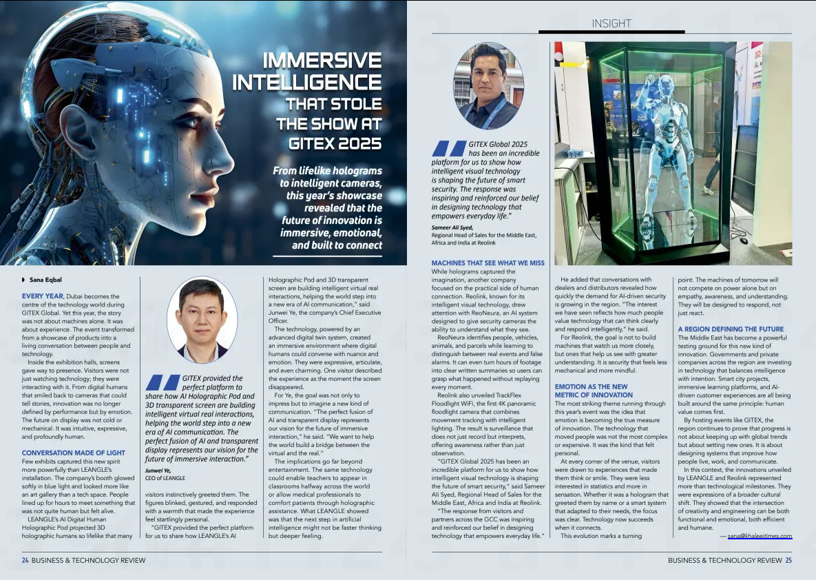 Khaleej Times Report: Leangle Showcases Immersive AI Holobox Technology at GITEX 2025
