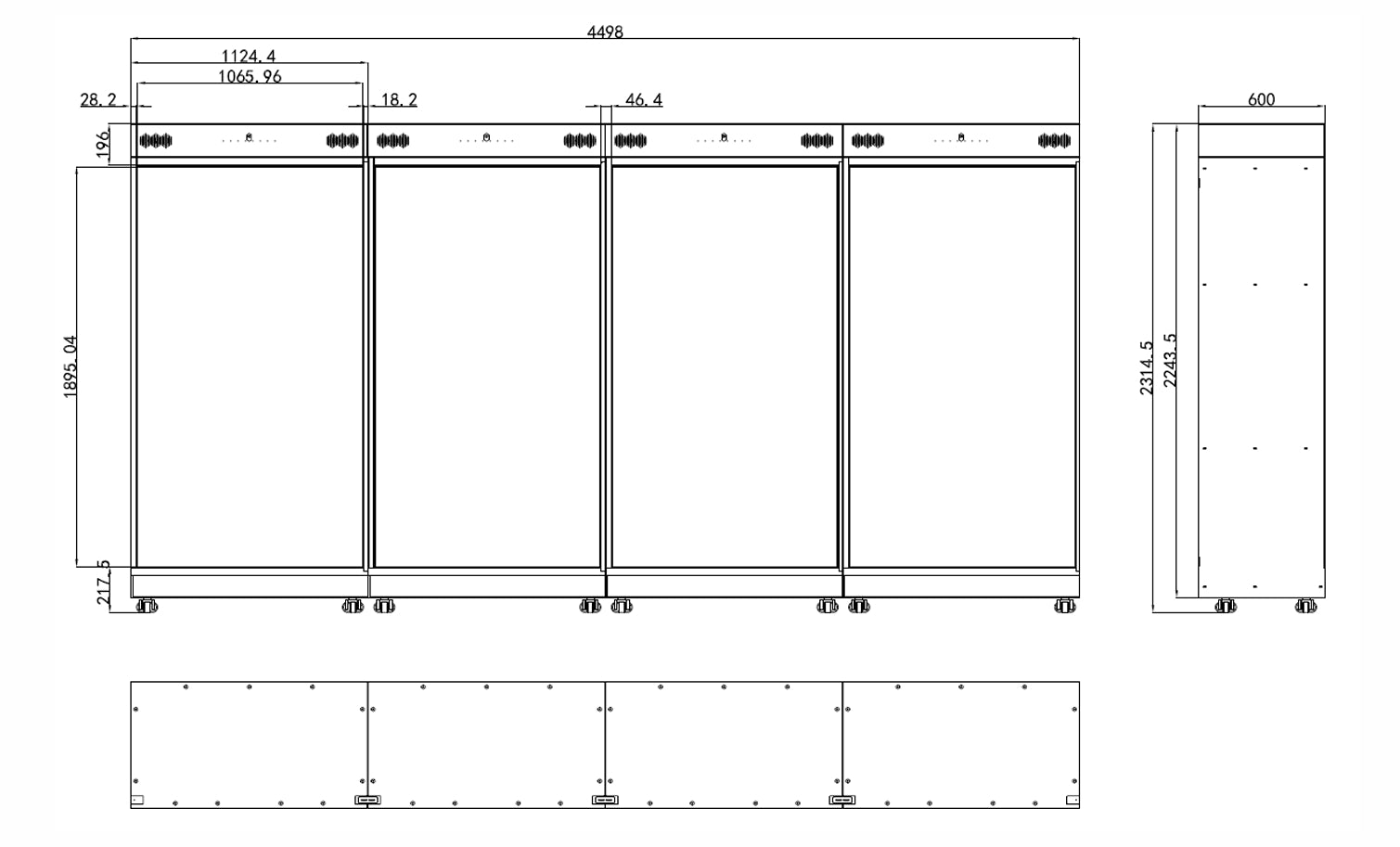 Drawing of Transparent LCD Display Sectional Display Cabinet