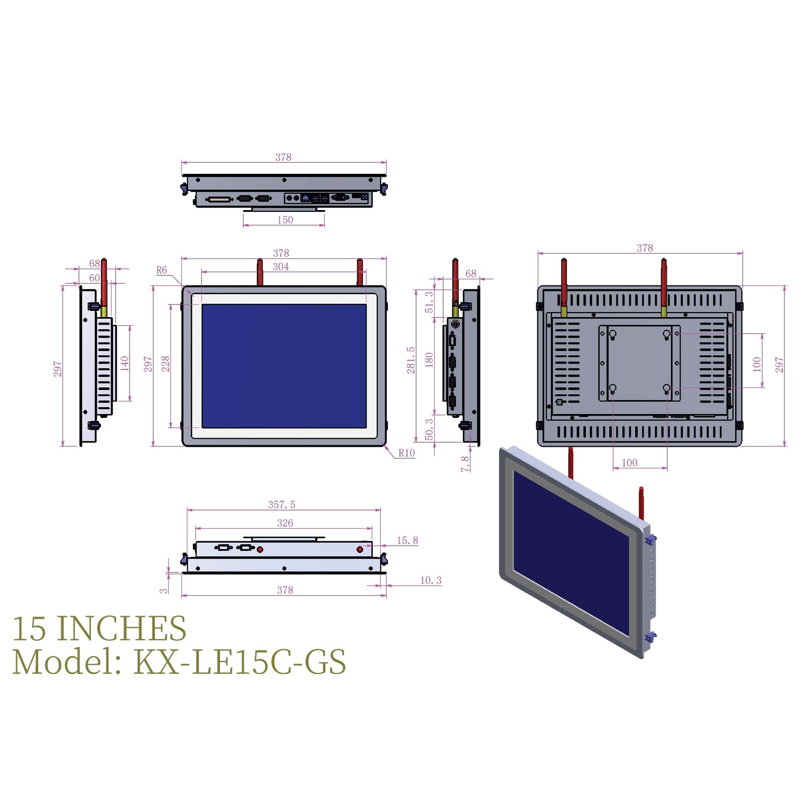 Open Frame Industrial Panel PC Capacitive Touch with Metal Rear Cover