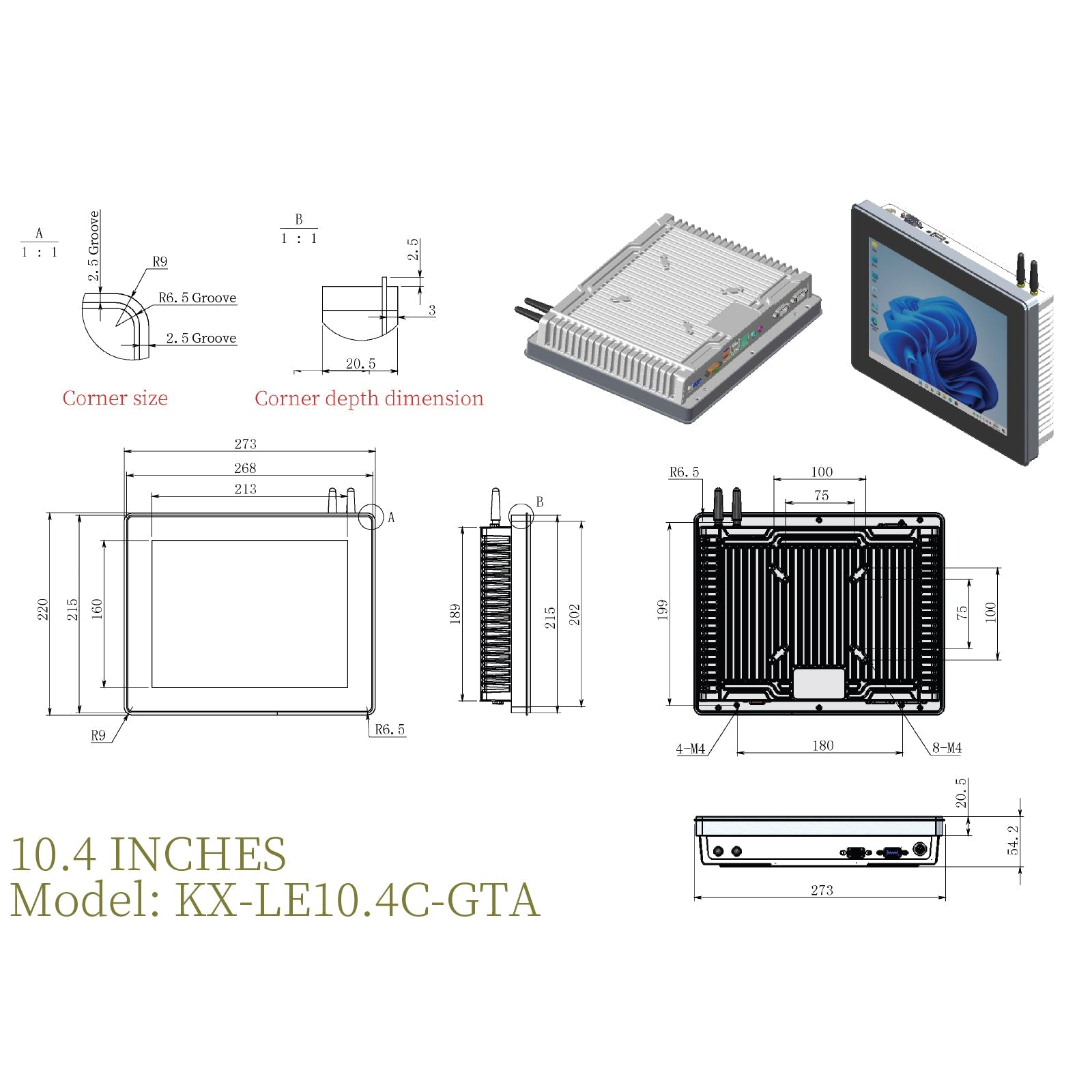 Front Mount Industrial Panel PC Capacitive Touch Fully Enclosed - LGPC