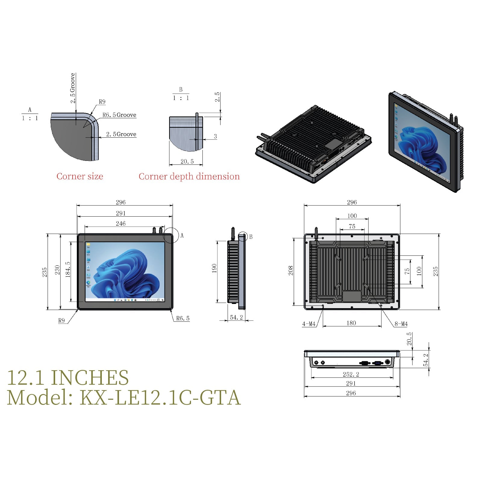 Front Mount Industrial Panel PC Capacitive Touch Fully Enclosed - LGPC