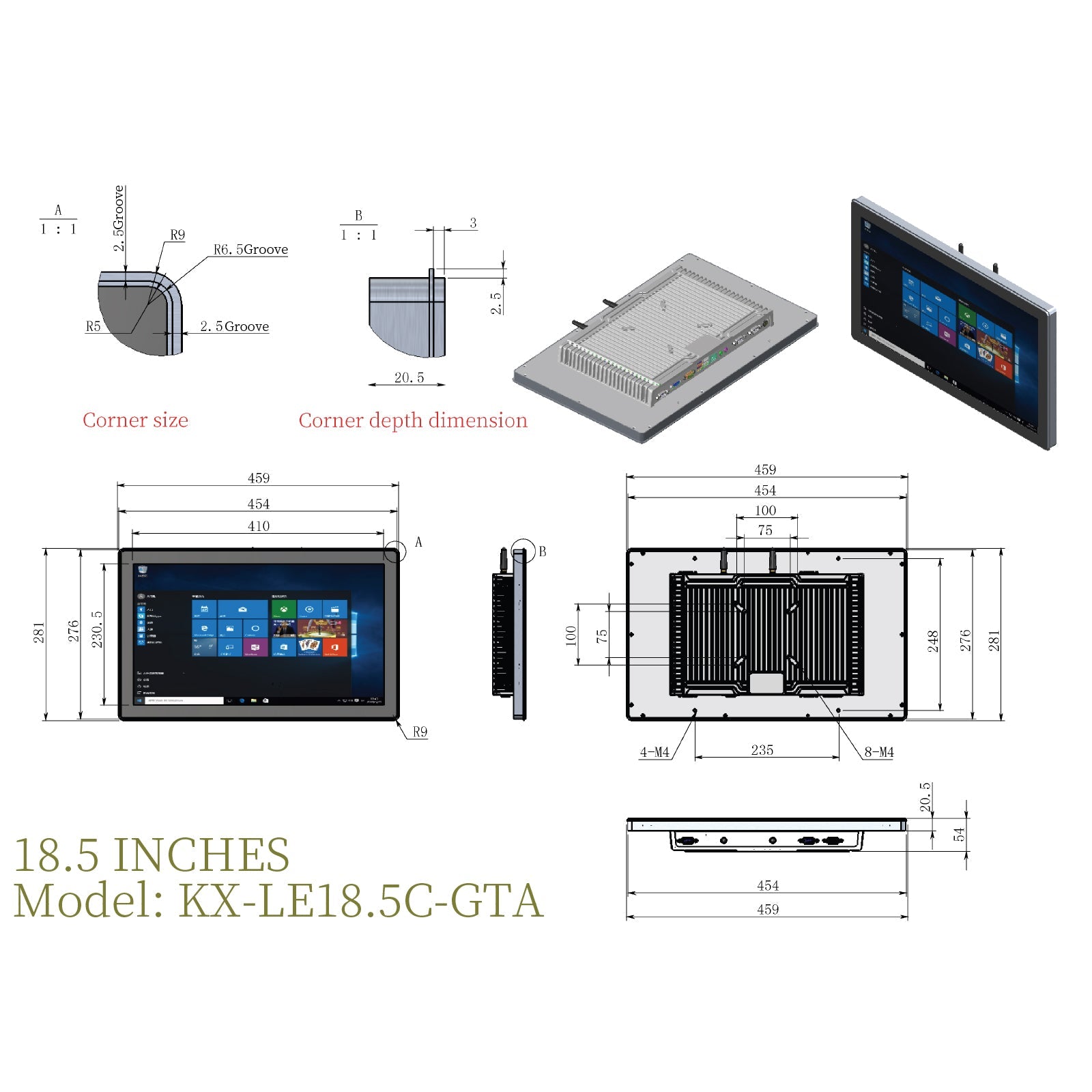 Front Mount Industrial Panel PC Capacitive Touch Fully Enclosed - LGPC