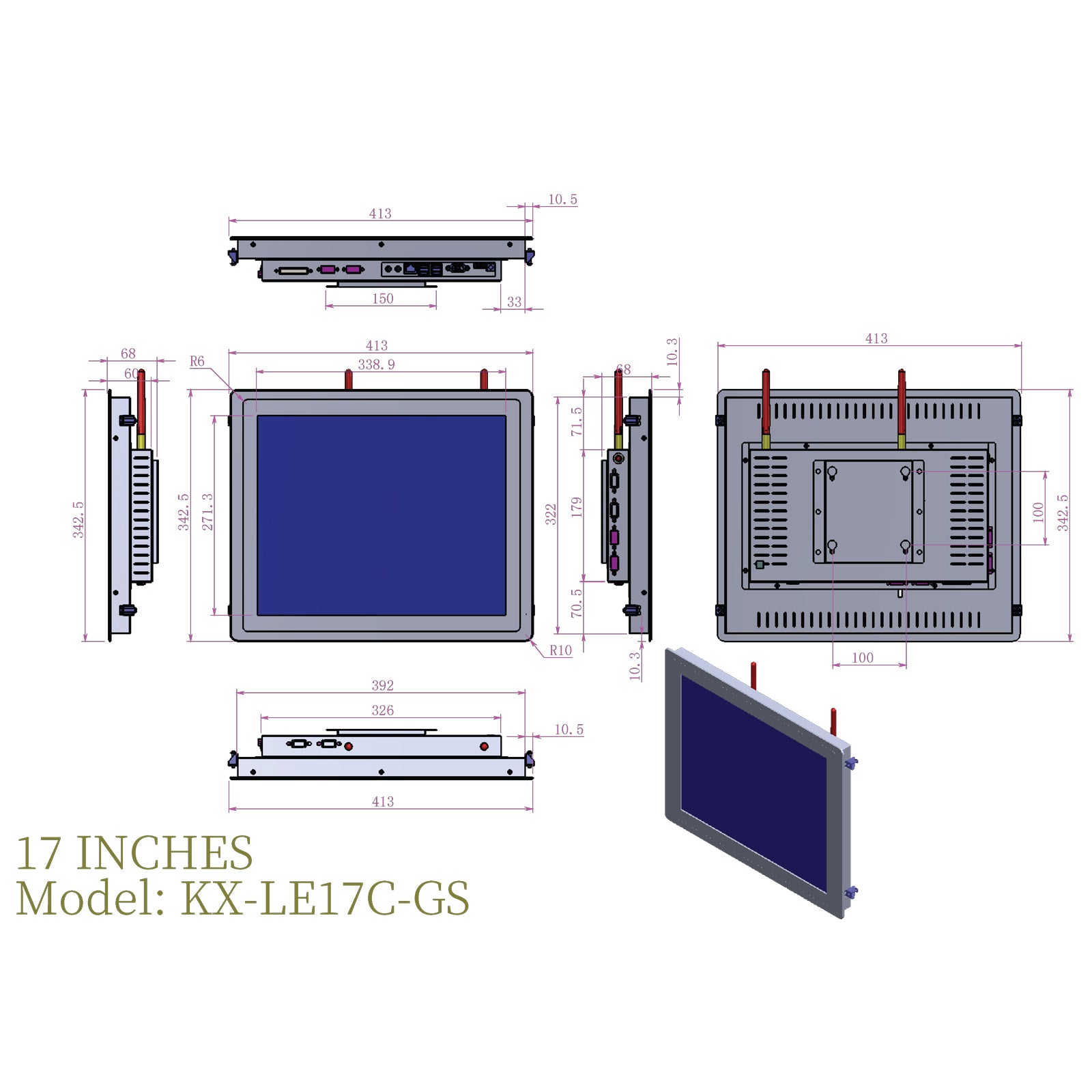 Open Frame Industrial Panel PC Capacitive Touch with Metal Rear Cover pantalla de control industriales - LGPC