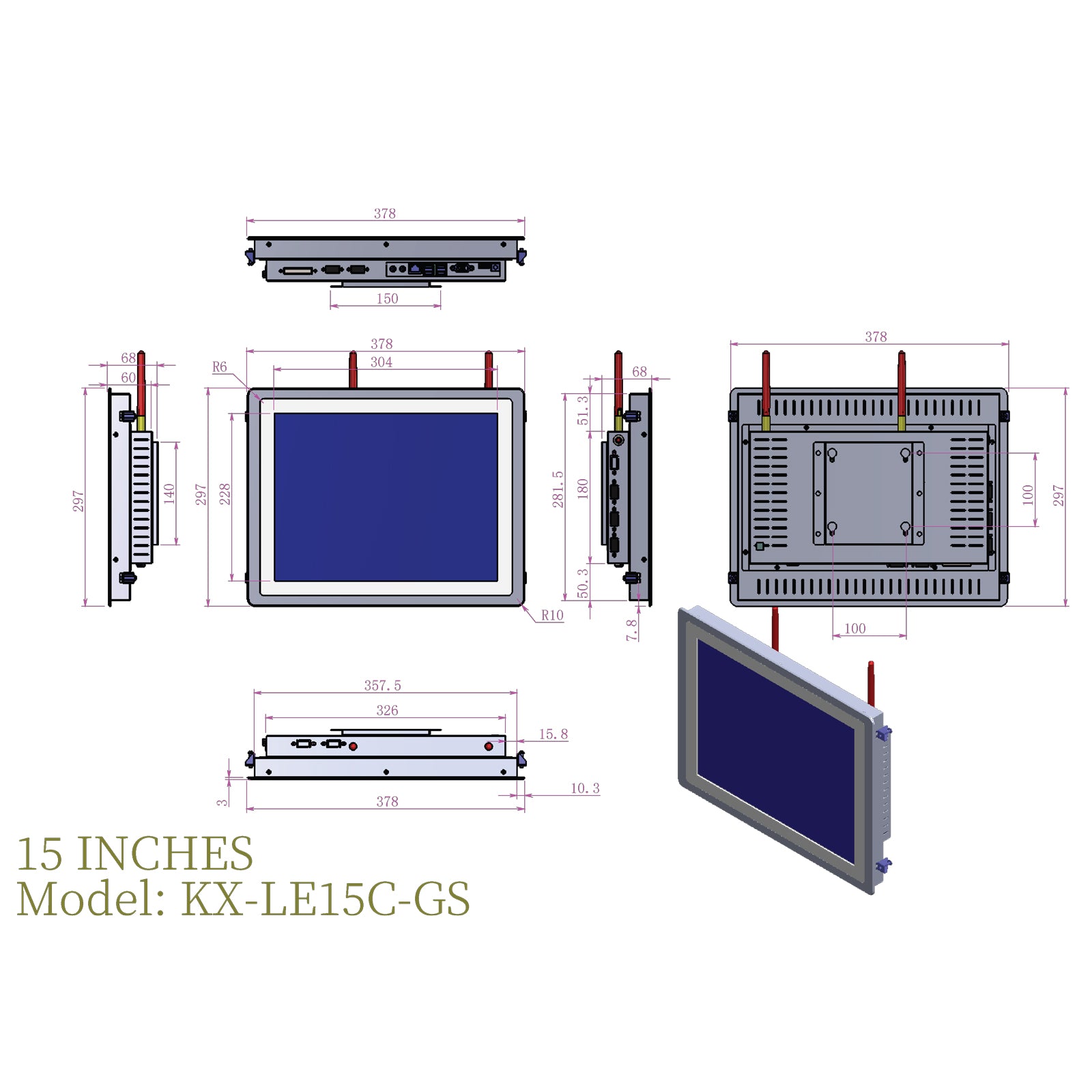 Open Frame Industrial Panel PC Capacitive Touch with Metal Rear Cover pantalla de control industriales - LGPC