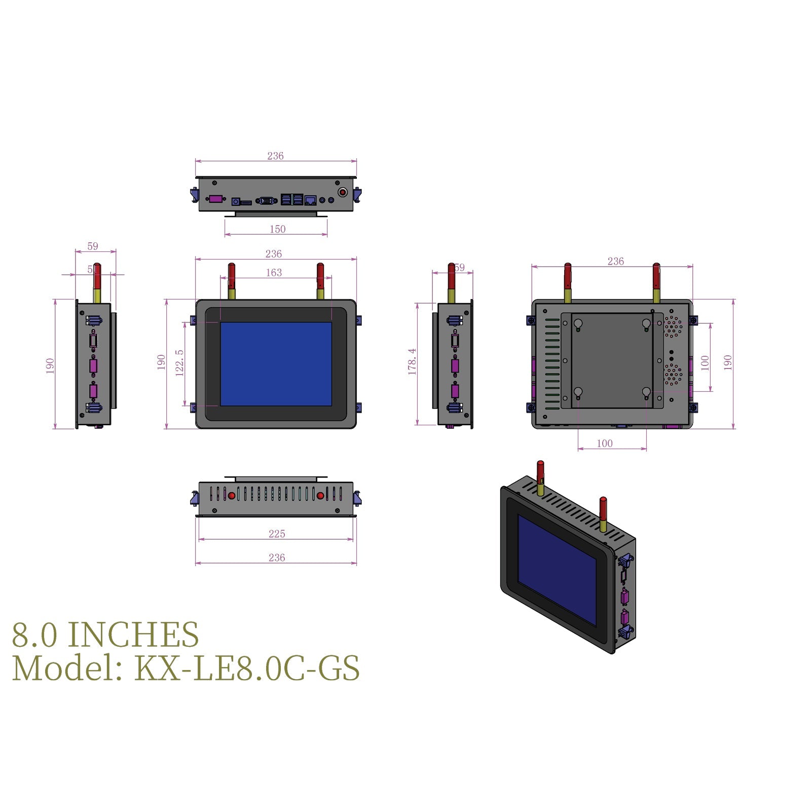 Open Frame Industrial Panel PC Capacitive Touch with Metal Rear Cover pantalla de control industriales - LGPC