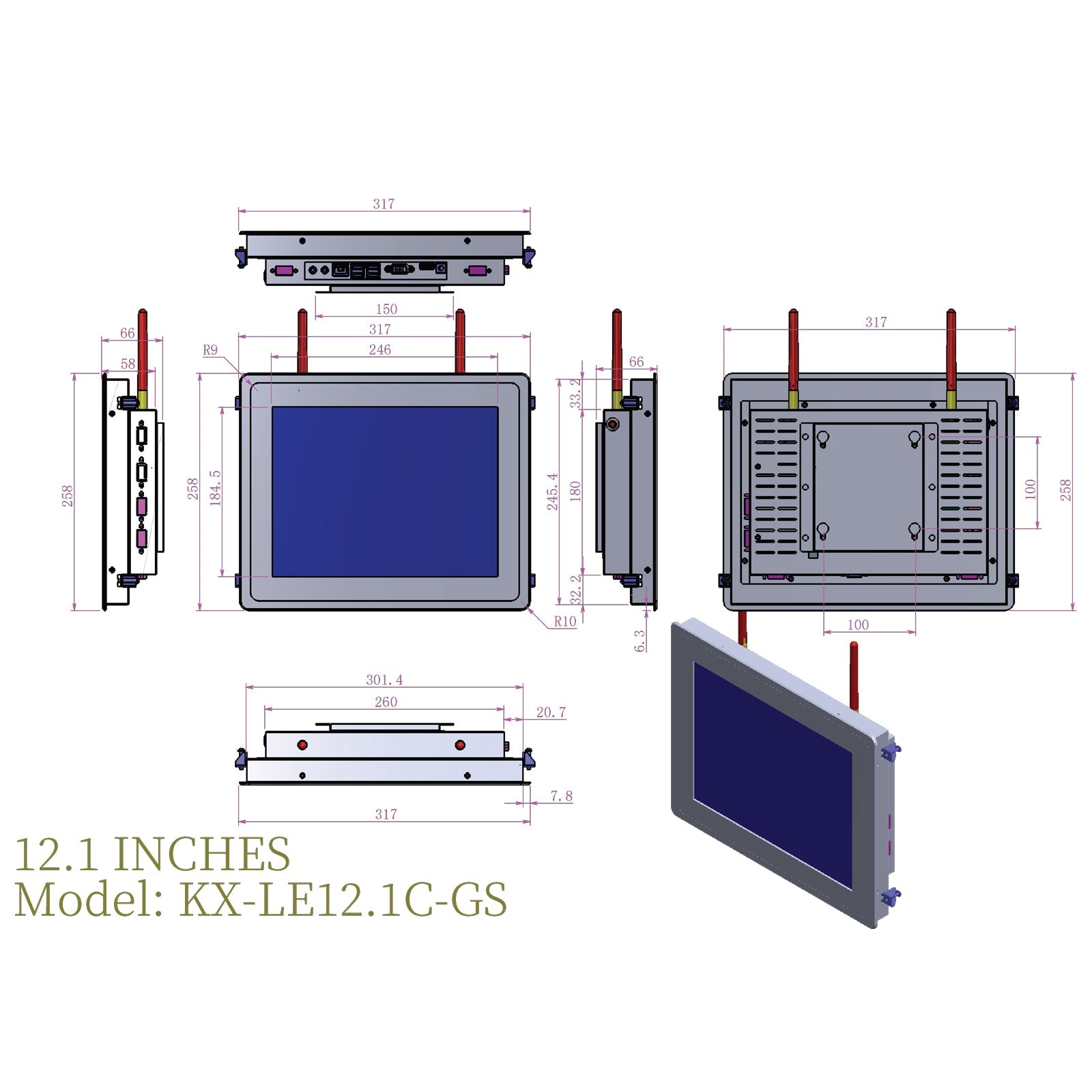 Open Frame Industrial Panel PC Capacitive Touch with Metal Rear Cover pantalla de control industriales - LGPC