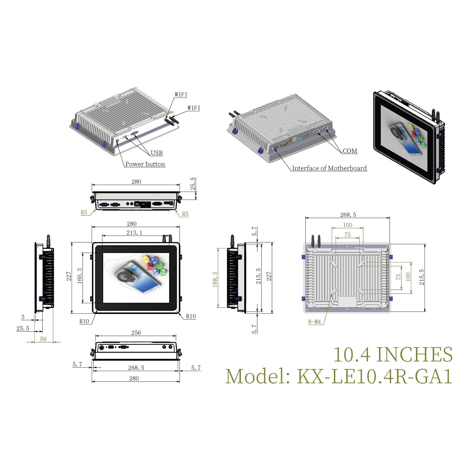 Open Frame Industrial Panel PC Resistive Touch Fully Enclosed - LGPC