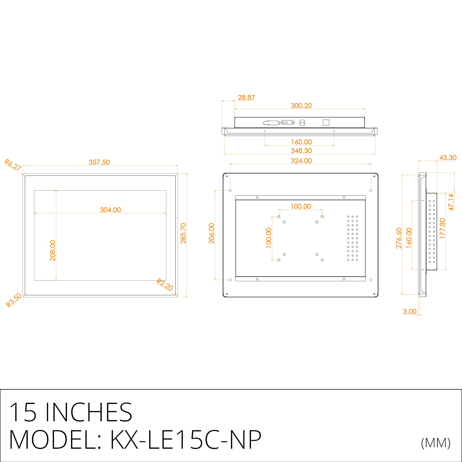 Plastic front mount capacitive industrial panel PC