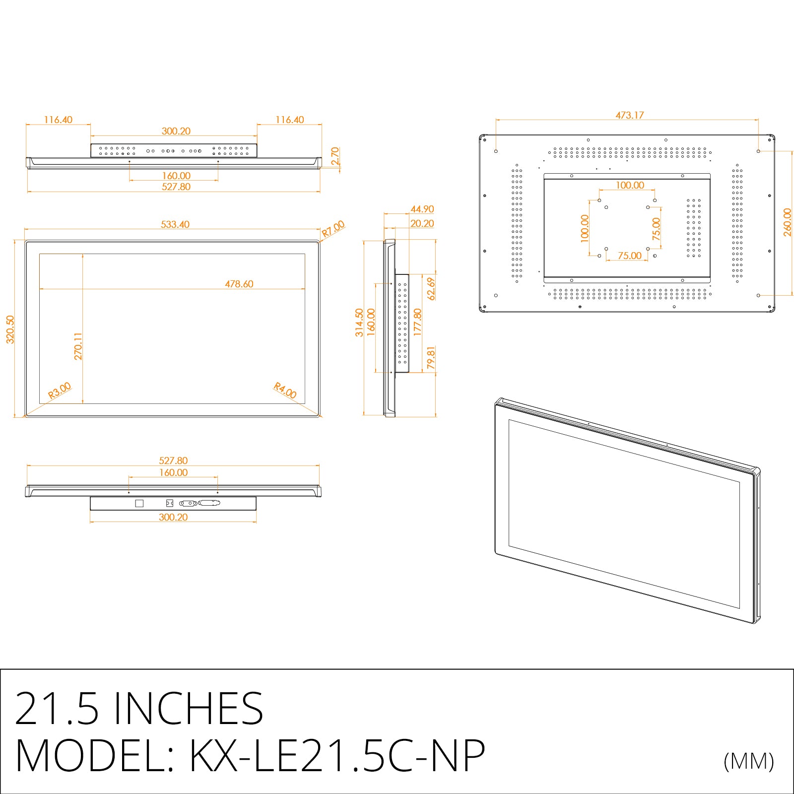 Plastic front mount capacitive industrial panel PC